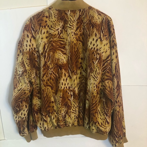 Summa Animal Print SIlk Bomber Jacket Size M - Picture 3 of 6